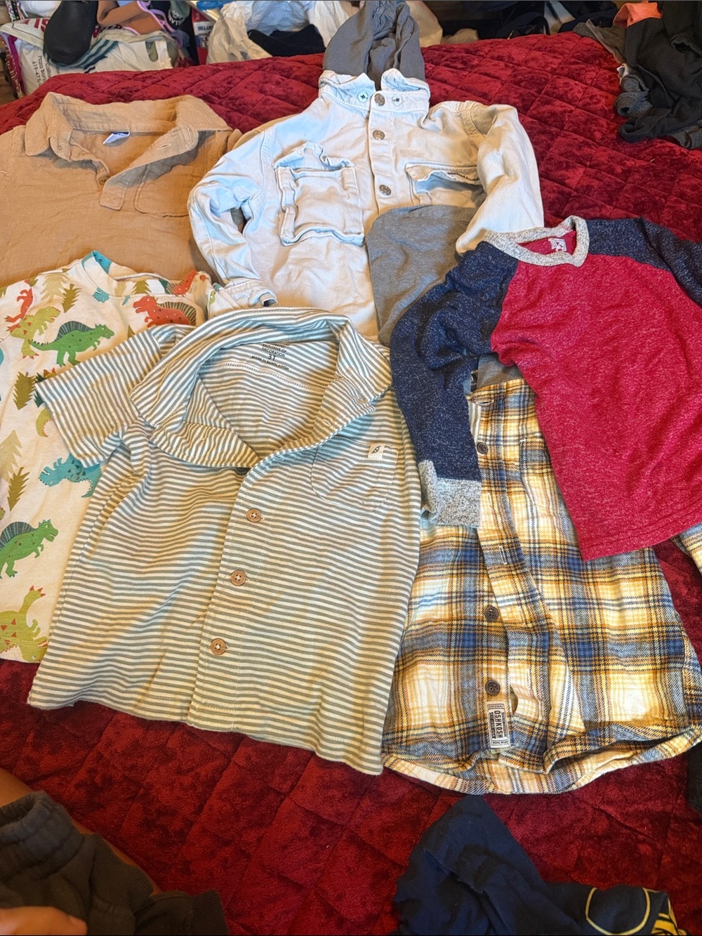 A16 Kids Mixed Tops Bundle - Red, Blue, Cream, Green, Yellow 6 total